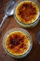 Creme brulee. Traditional French vanilla cream dessert with caramelised sugar