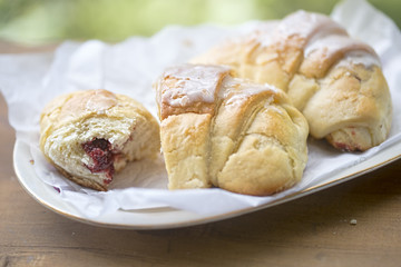 Croissant with strawberry jam