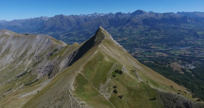 Aerial scenic beautiful mountain peak inspirational