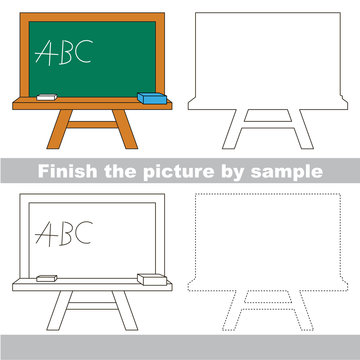 Kid drawing worksheet to complete picture by sample.