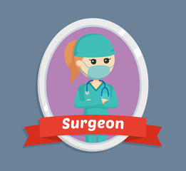 female surgeon in emblem