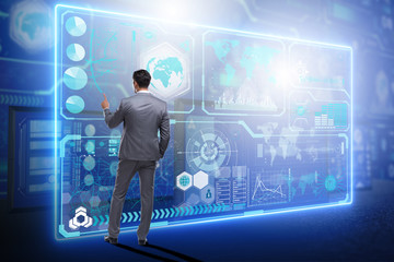 Businessman searching for big data