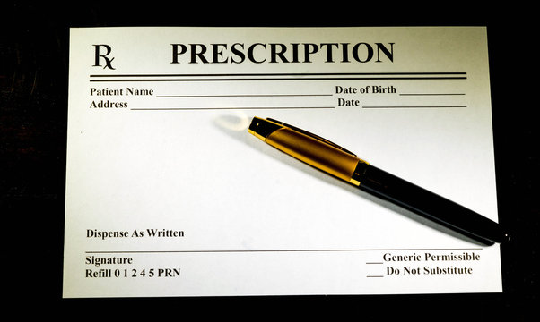 Prescription Form with Doctors Gold Black Pen