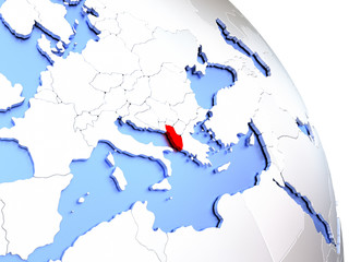 Fototapeta premium Albania on elegant globe