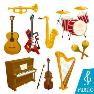 Musical instruments vector isolated icons
