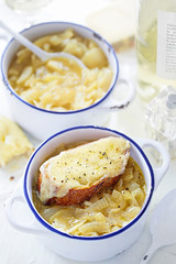 French onion soup with croutons and cheese