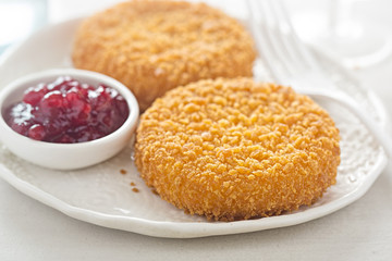 Fried camembert with cranberry sauce