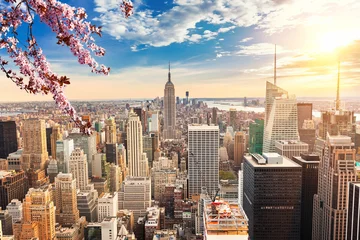 Türaufkleber New York New York City Manhattan bei Sonnenuntergang
