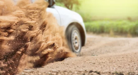 Fototapeten Rally Car speed in dirt track © toa555