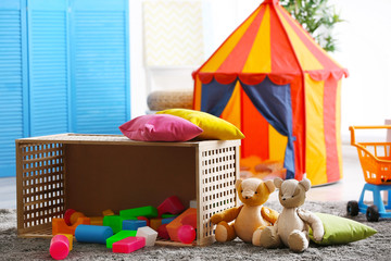 Interior of colorful playing room for kids