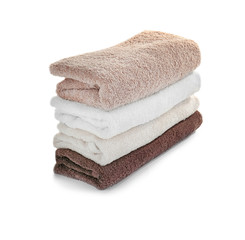 Pile of towels isolated on white