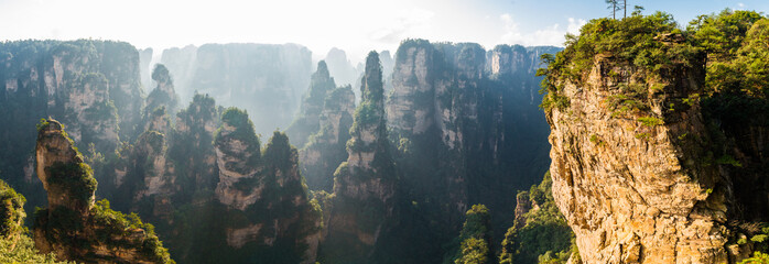 mountain landscape of Zhangjiajie, a national park in China known for its surreal scenery of rock...