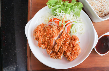 Fried pork meat, japanese food style tonkatsu