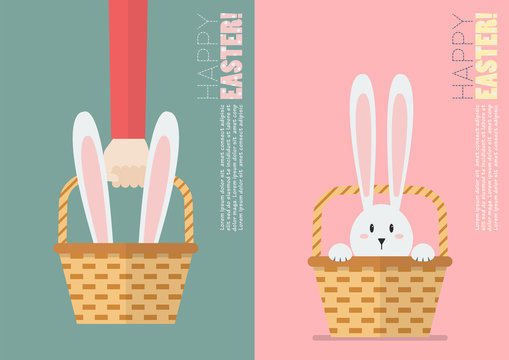Easter bunny in basket postcard