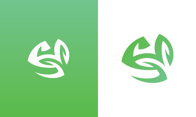 Fitness Gym Green Leaf Logo Vector