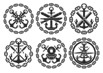 Marine and nautical heraldic anchor vector icons © Vector Tradition