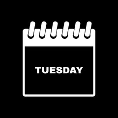 Tuesday icon. Tue and calendar, data symbol. Flat design. Stock - Vector illustration