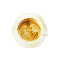 Cup of latte coffee isolated on a white background