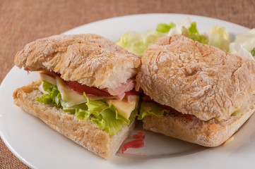 Ham and salad sandwich