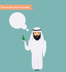 Thinking man with question mark and blank speech bubble.