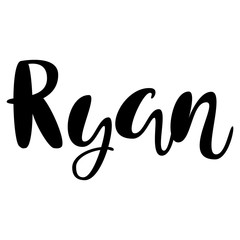 Male name - Ryan. Lettering design. Handwritten typography. Vector