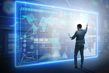 Businessman searching for big data