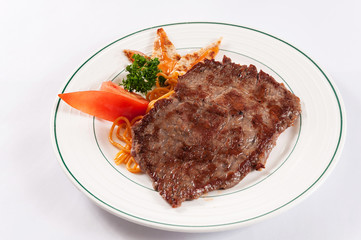 Sirloin steak with pasta