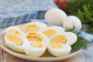 Boiled eggs on the plate