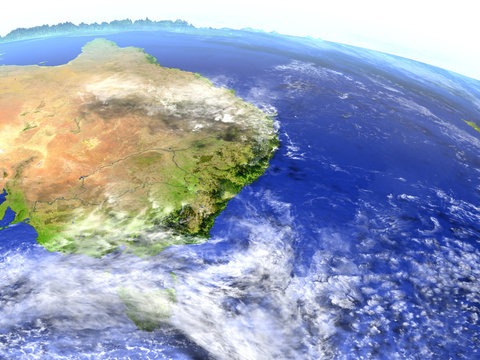 East coast of Australia on realistic model of Earth