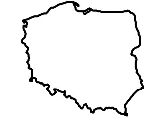 Poland border on a white background circuit