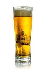 Beer on glass table
