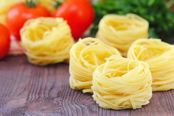 Spaghetti nest prepared for cooking