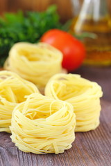 Spaghetti nest prepared for cooking