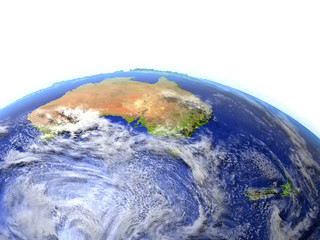 Australia and New Zealand on realistic model of Earth