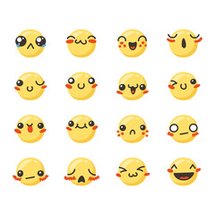 Fototapeta premium Set of cute lovely kawaii emoticon.