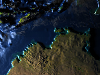 Northern Australia on Earth - visible ocean floor