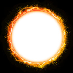 Fire Circle Mandala, Black Background