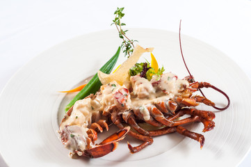 Baked lobster with cheese