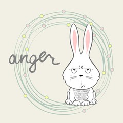 Anger. Vector illustration of a cartoon bunny