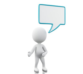 3d White person with empty speech bubbles