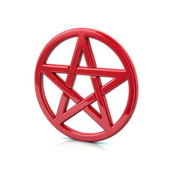 3d illustration of red pentacle isolated on white background