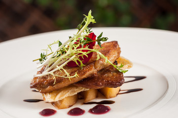 pan-fried goose liver with fresh fruit jam
