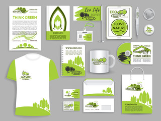 Corporate identity set ecology company templates