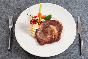 steak with vegetable