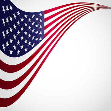 Vector Image of American Flag, Symbol USA on a White Background, Stars and Stripes Illustration.