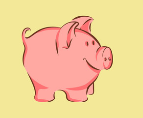 Pretty cartoon style pig, vector illustration