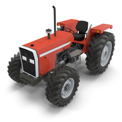 Retro Tractor on white. 3D illustration