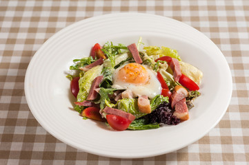 Salad with eggs and meat