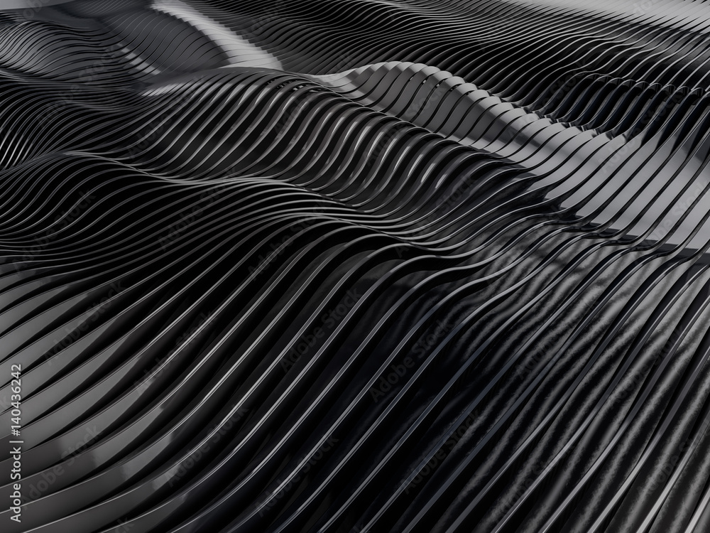 Poster abstract swirly black shape background. 3d rendering