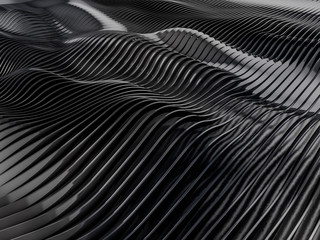 Abstract swirly black shape background. 3D rendering